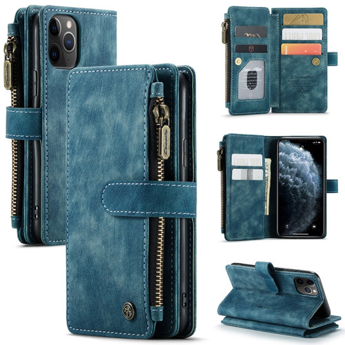 iPhone 11 Pro CaseMe-C30 PU + TPU Multifunctional Horizontal Flip Leather Case with Holder & Card Slot & Wallet & Zipper Pocket  - Blue