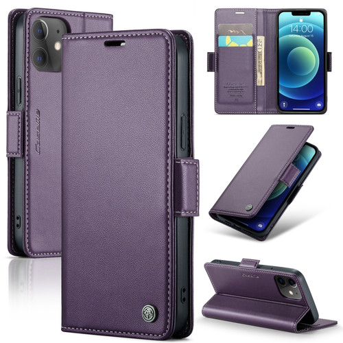 iPhone 12 mini CaseMe 023 Butterfly Buckle Litchi Texture RFID Anti-theft Leather Phone Case - Pearly Purple