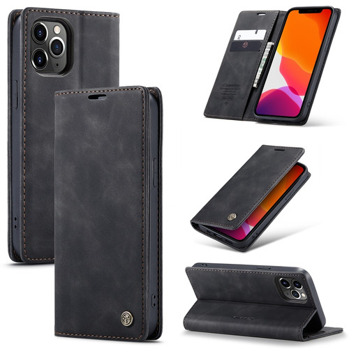 iPhone 12 Pro Max CaseMe-013 Multifunctional Retro Frosted Horizontal Flip Leather Case with Card Slot & Holder & Wallet - Black