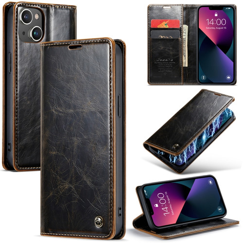 iPhone 13 CaseMe 003 Crazy Horse Texture Leather Phone Case - Coffee