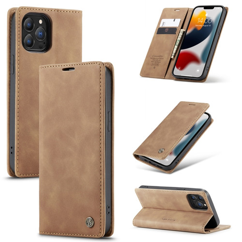 iPhone 13 Pro CaseMe-013 Multifunctional Retro Frosted Horizontal Flip Leather Case with Card Slot & Holder & Wallet  - Brown