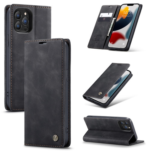 iPhone 13 Pro Max CaseMe-013 Multifunctional Retro Frosted Horizontal Flip Leather Case with Card Slot & Holder & Wallet  - Black