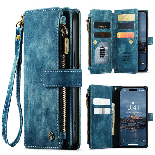 iPhone 15 Pro Max CaseMe C30 Multifunctional Leather Phone Case - Blue