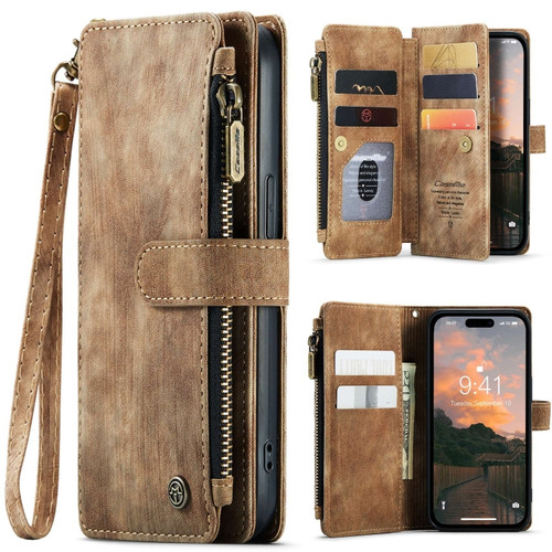 iPhone 15 Pro Max CaseMe C30 Multifunctional Leather Phone Case - Brown