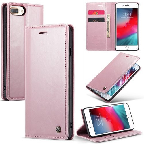 iPhone 6 Plus/7 Plus/8 Plus CaseMe 003 Crazy Horse Texture Leather Phone Case - Rose Gold