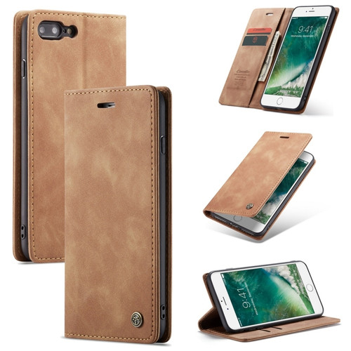 CaseMe-013 Multifunctional Retro Frosted Horizontal Flip Leather Case iPhone 7 Plus / 8 Plus, with Card Slot & Holder & Wallet - Brown