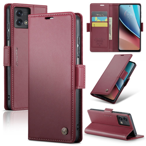 Motorola Moto G Stylus 5G 2023 CaseMe 023 Butterfly Buckle Litchi Texture RFID Anti-theft Leather Phone Case - Wine Red