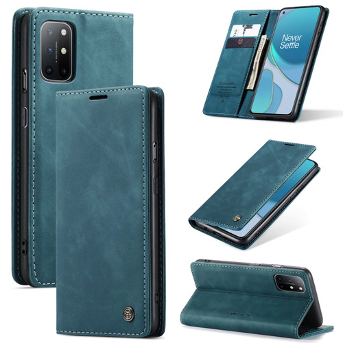 OnePlus 8T CaseMe-013 Multifunctional Retro Frosted Horizontal Flip Leather Case with Card Slot & Holder & Wallet - Blue