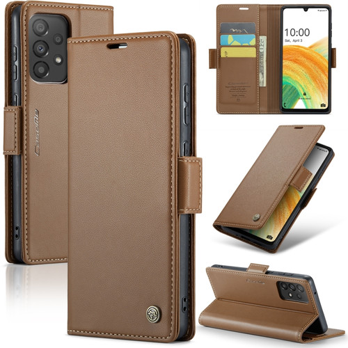 Samsung Galaxy A33 5G CaseMe 023 Butterfly Buckle Litchi Texture RFID Anti-theft Leather Phone Case - Brown