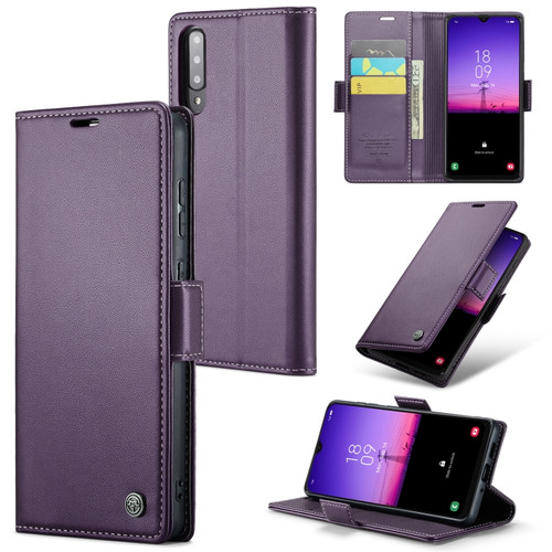 Samsung Galaxy A30s / A50s / A50 CaseMe 023 Butterfly Buckle Litchi Texture RFID Anti-theft Leather Phone Case - Pearly Purple