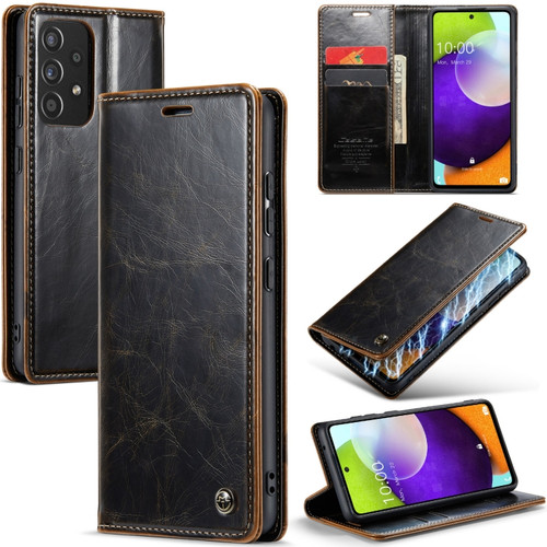 Samsung Galaxy A52 CaseMe 003 Crazy Horse Texture Leather Phone Case - Coffee