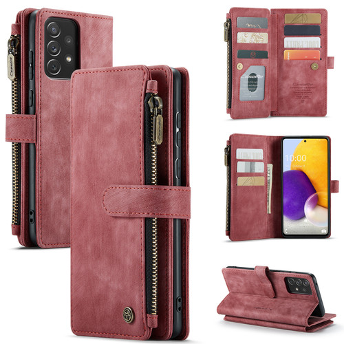 Samsung Galaxy A72 CaseMe-C30 Multifunctional Horizontal Flip PU + TPU Phone Case - Red Samsung Galaxy A72 CaseMe-C30 Multifunctional Horizontal Flip PU + TPU Phone Case - Red