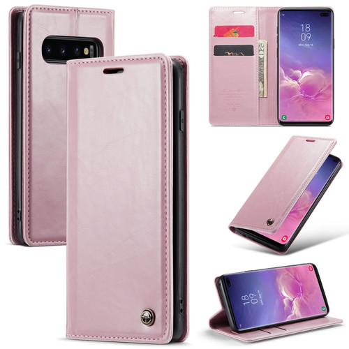 Samsung Galaxy S10+ CaseMe 003 Crazy Horse Texture Leather Phone Case - Rose Gold