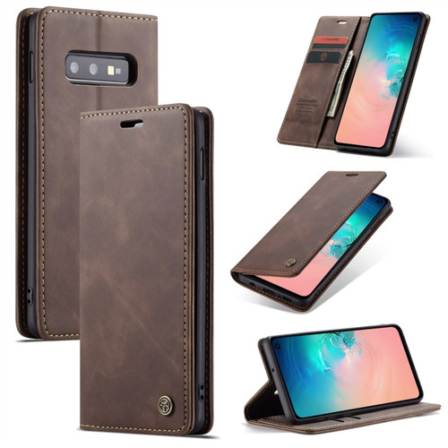 CaseMe-013 Multifunctional Retro Frosted Horizontal Flip Leather Case Galaxy S10 E, with Card Slot & Holder & Wallet  - Coffee