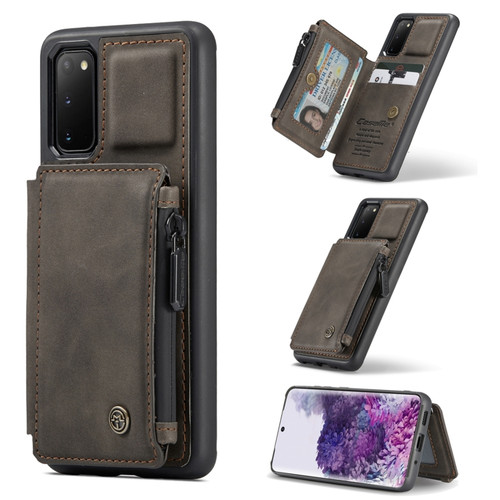 Samsung Galaxy S20 CaseMe C20 Multifunctional PC + TPU Protective Case with Holder & Card Slot & Wallet - Dark Coffee
