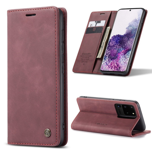 Galaxy S20 Ultra CaseMe Multifunctional Horizontal Flip Leather Case, with Card Slot & Holder & Wallet - Wine Red