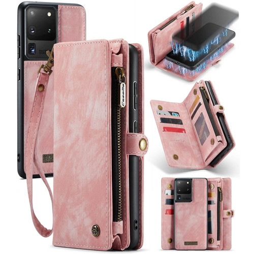 Samsung Galaxy S20 Plus CaseMe Detachable Multifunctional Horizontal Flip Leather Case, with Card Slot & Holder & Zipper Wallet & Photo Frame  - Pink