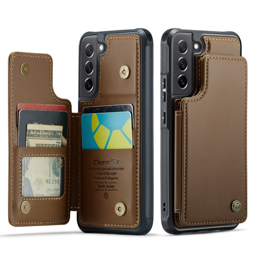 Samsung Galaxy S21 FE 5G CaseMe C22 Card Slots Holder RFID Anti-theft Phone Case - Brown