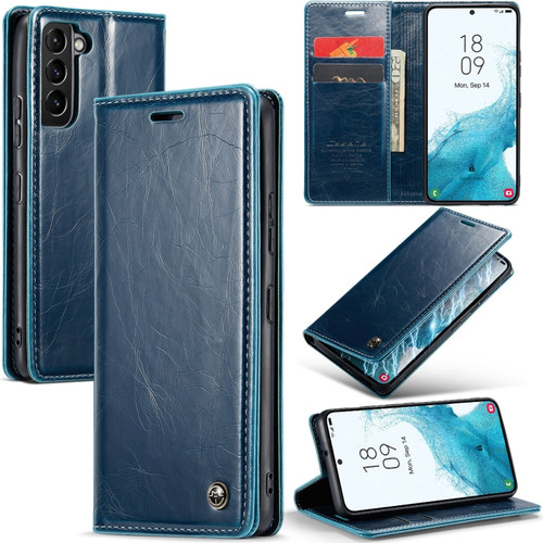 Samsung Galaxy S22 5G CaseMe 003 Crazy Horse Texture Leather Phone Case - Blue