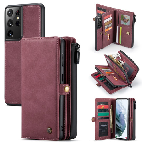 Samsung Galaxy S22 Ultra 5G CaseMe 018 Detachable Multi-functional Leather Phone Case - Red