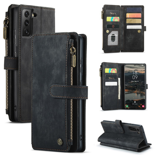 Samsung Galaxy S22+ 5G CaseMe C30 Multifunctional Phone Leather Case with Holder & Card Slot & Wallet - Black