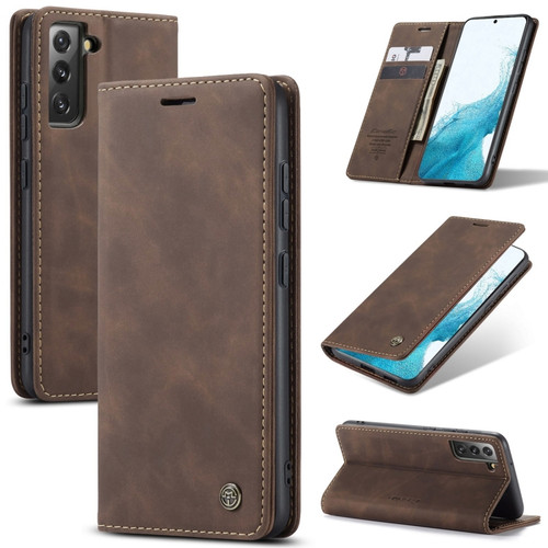 Samsung Galaxy S22+ CaseMe 013 Multifunctional Horizontal Flip Leather Phone Case - Coffee