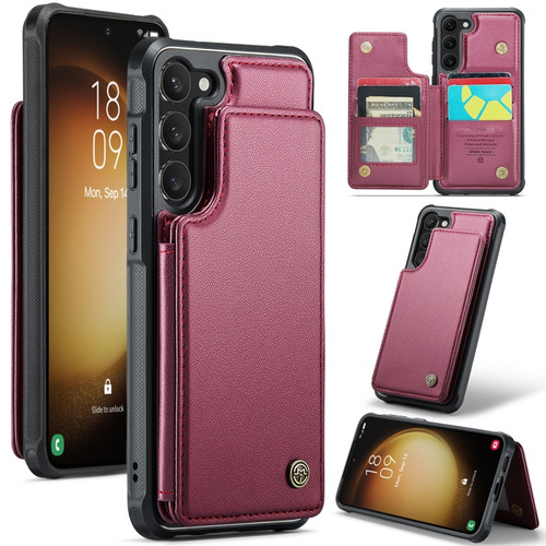 Samsung Galaxy S23+ 5G CaseMe C22 Card Slots Holder RFID Anti-theft Phone Case - Wine Red