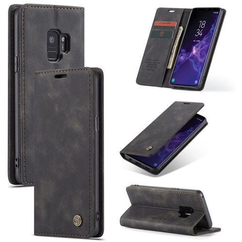 CaseMe-013 Multifunctional Retro Frosted Horizontal Flip Leather Case with Card Slot & Holder & Wallet Galaxy S9 - Black