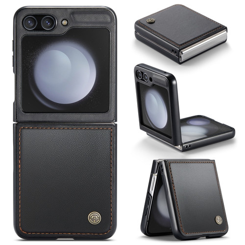 Samsung Galaxy Z Flip5 CaseMe 023 Butterfly Buckle Litchi Texture RFID Anti-theft Leather Phone Case - Black