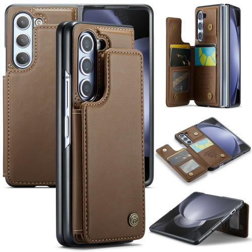 Samsung Galaxy Z Fold5 CaseMe C22 PC+TPU Business Style RFID Anti-theft Leather Phone Case - Brown