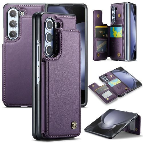 Samsung Galaxy Z Fold5 CaseMe C22 PC+TPU Business Style RFID Anti-theft Leather Phone Case - Purple