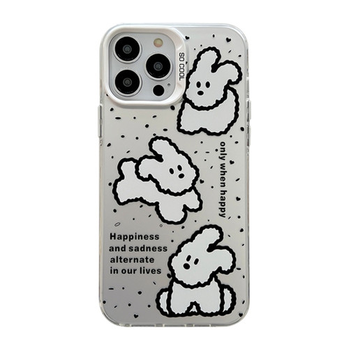 iPhone 12 Pro Cute Animal Pattern Series PC + TPU Phone Case - White Puppy