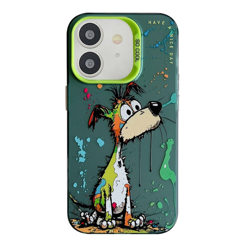 iPhone 12 Animal Pattern Oil Painting Series PC + TPU Phone Case - Green Dog