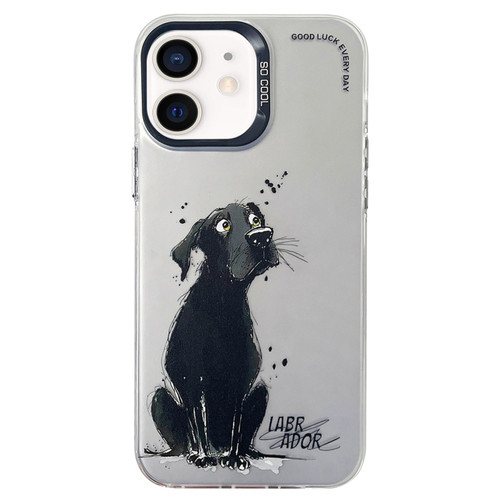 iPhone 12 Double Layer Color Silver Series Animal Oil Painting Phone Case - Labrador