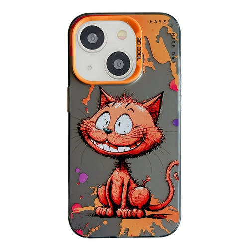 iPhone 13 Animal Pattern Oil Painting Series PC + TPU Phone Case - Smiling Cat