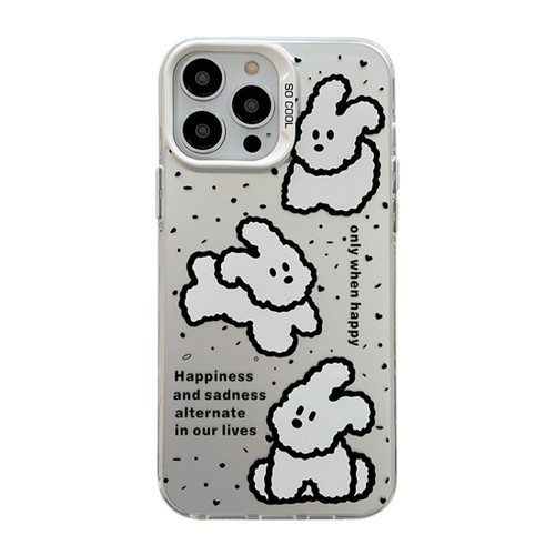 iPhone 14 Pro Cute Animal Pattern Series PC + TPU Phone Case - White Puppy