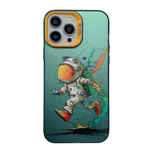 iPhone 14 Pro Max Cute Animal Pattern Series PC + TPU Phone Case - Running astronauts