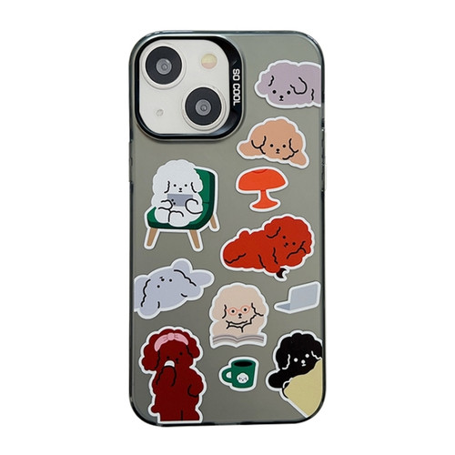 iPhone 15 Cute Animal Pattern Series PC + TPU Phone Case - Colorful Puppy