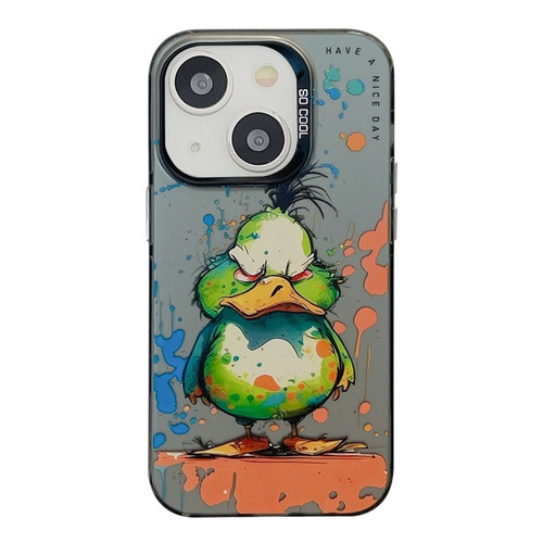 iPhone 15 Animal Pattern Oil Painting Series PC + TPU Phone Case - Wrath Duck