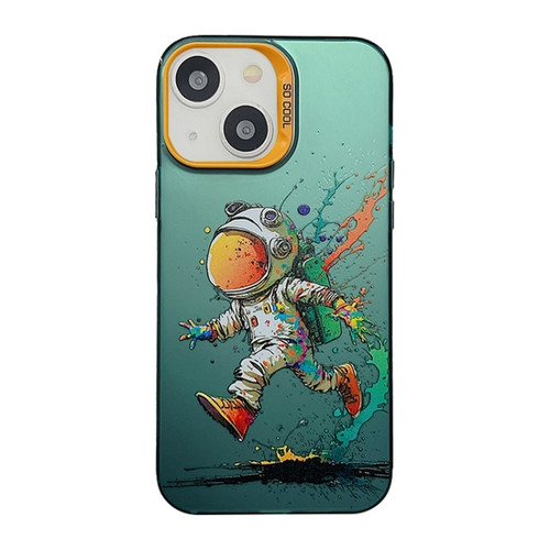 iPhone 15 Plus Cute Animal Pattern Series PC + TPU Phone Case - Running astronauts