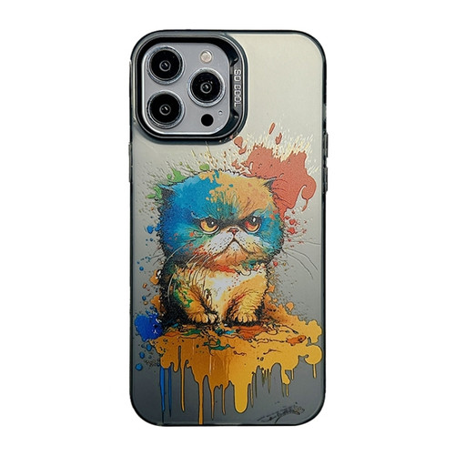 iPhone 15 Pro Max Cute Animal Pattern Series PC + TPU Phone Case - Fat Cat