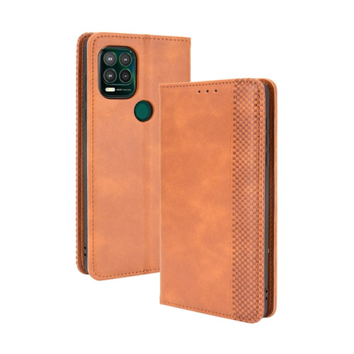 Moto G Stylus 5G 2021 Magnetic Buckle Retro Crazy Horse Texture Horizontal Flip Leather Case with Holder & Card Slots & Photo Frame - Brown