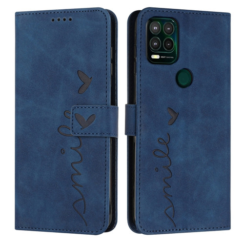 Moto G Stylus 2021 5G Skin Feel Heart Pattern Leather Phone Case - Blue