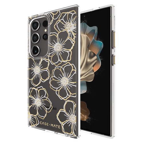 Case-mate - Floral Gems Case for Samsung Galaxy S24 Ultra - Gold