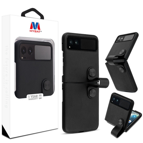 MyBat Leather Protector Case (with Lanyard) for Motorola razr (2023) - Black