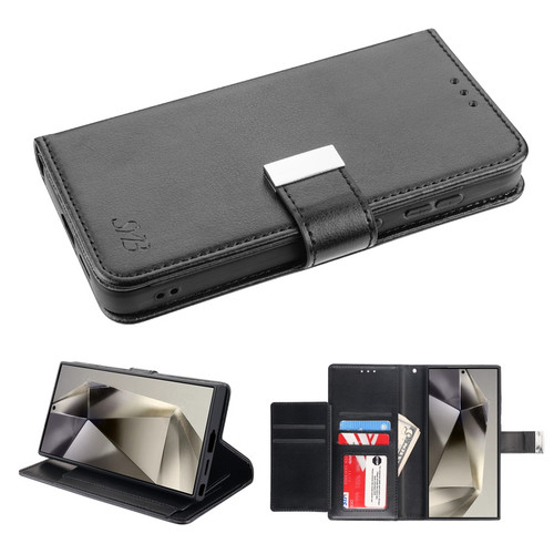 SYB Wallet Folio Case for Samsung Galaxy S24 Ultra - Black / Black