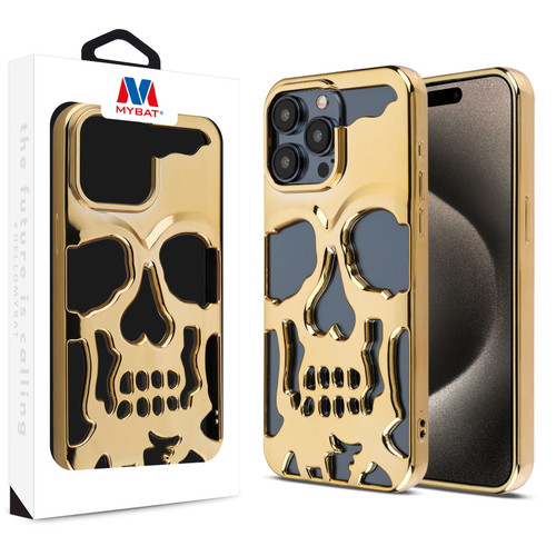 MyBat Skullcap Protector Cover for Apple iPhone 15 Pro Max - Gold Plating MyBat Skullcap Protector Cover for Apple iPhone 15 Pro Max - Gold Plating