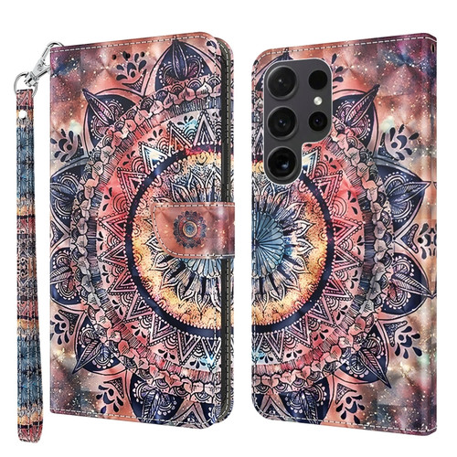 Samsung Galaxy S24 Ultra 5G 3D Painted Leather Phone Case - Colorful Mandala