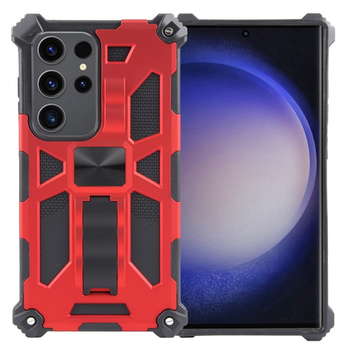 Samsung Galaxy S24 Ultra 5G Armor Shockproof TPU + PC Magnetic Phone Case with Holder - Red