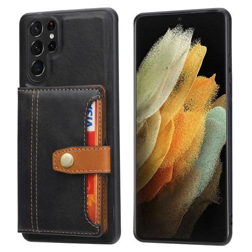 Samsung Galaxy S24 Ultra 5G Calfskin Card Slot TPU + PU Phone Case - Black